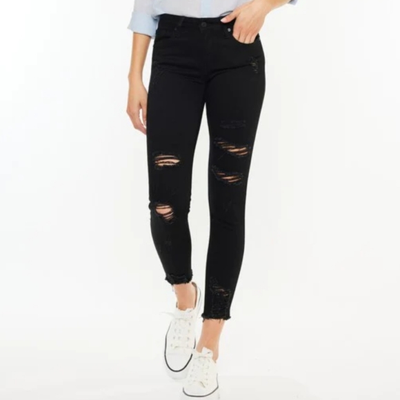 KanCan Denim - Kancan Black Hazy Mid Rise Ankle Skinny Jeans Size 7/27